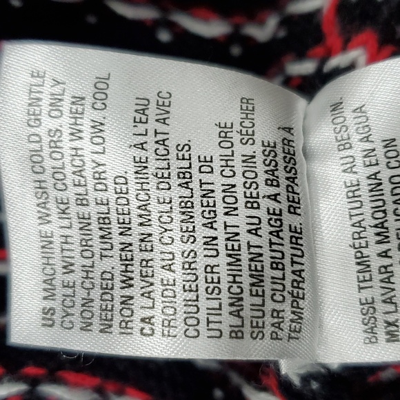 Karen Scott bird's eye turtleneck sweater women's small black red white cotton - Picture 10 of 11